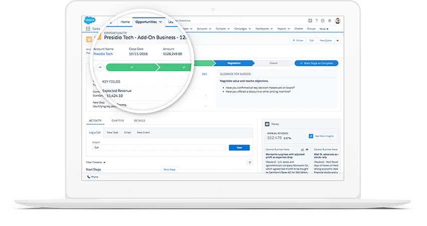 screenshot of Salesforce Sales Cloud